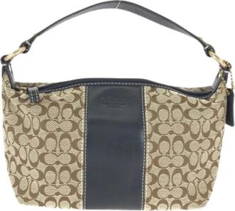 Coach Pre-owned Shoulder Bags, female, Beige, Size: ONE SIZE Pre-owned Signature Canvas Leather Handbag