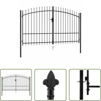 vidaXL vidaXL Cancello in acciaio - Cancello per recinzione Woerden Doppia porta con punta superiore 299,5x224,5 cm