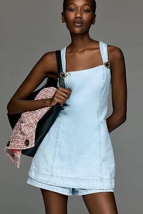 Line & Dot Caryl Square-Neck Romper