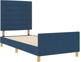 vidaXL Estructura De Cama Con Cabecera Azul 90 X 200 Cm Tela Vidaxl