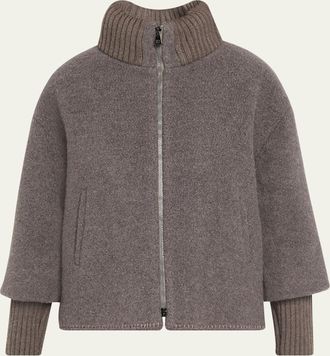 Cinzia Rocca Alpaca Bouclé Jacket with Knitted Inserts