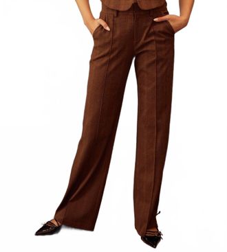 FORE COLLECTION Classic Wide Leg Trousers In Brown Plaid