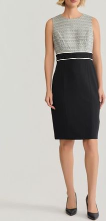 Kasper Holiday Mixed Media Sheath Dress in Black/Loden Dusk at Nordstrom, Size 16
