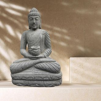 Wanda Collection Estatua De Piedra De Buda Para Jard&iacute;&shy;n Zen Posici&oacute;n Ofrenda 1,20 M