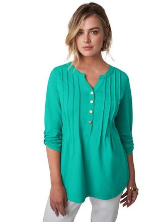 Jessica London Stretch Pleated Tunic in Aqua Sea at Nordstrom, Size Small