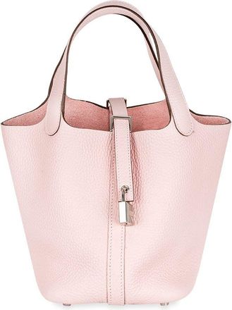 Herm&egrave;s Picotin 18 in Rose Sakura Taurillon Clemence Leather with Palladium Hardware