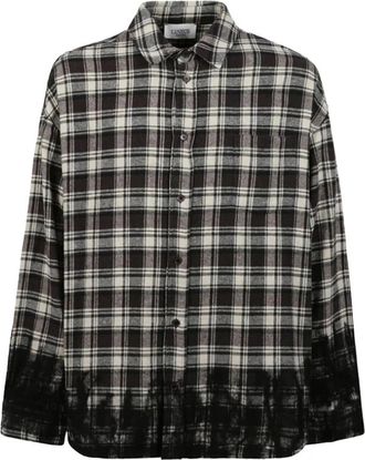 Laneus Oversize Check Flannel - Heren - Casual Overhemden - Zwart - M - Overhemden