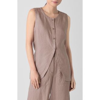 Eileen Fisher Organic Linen Long Vest in Cocoa at Nordstrom Rack, Size Xx-Small