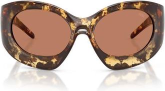 Diesel 56mm Cat Eye Sunglasses in Yellow Havana /Light Brown at Nordstrom