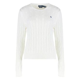 Polo Ralph Lauren Round-neck Knitwear, female, White, Size: XS Cable Knit Sweater