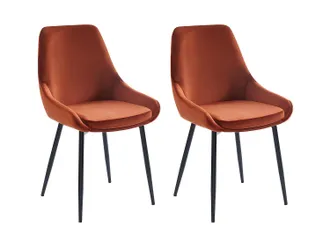 Vente-Unique Vente-unique - Sedia Velluto E Metallo Nero Terracotta - Lotto Di 2 - Masurie