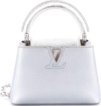 Louis Vuitton Silver Sheep Leather Flower Chain Capucines Mini (Authentic Pre-Loved)