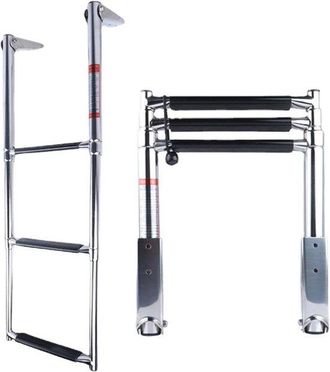 OEM Escalera De Barco, Escalera De Cubierta De Acero Inoxidable, Escalera Telesc&oacute;pica Plegable, Tres Pelda&ntilde;os, Piscinas, Muelles Y Pontones, Plateada