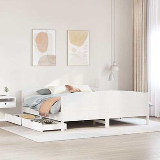vidaXL Vidaxl - Estructura De Cama Sin Colch&oacute;n Madera Maciza Blanca 200x200 Cm