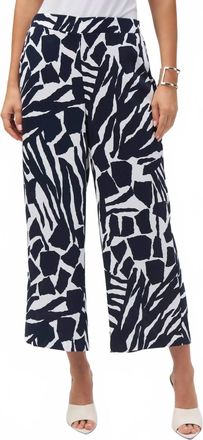Joseph Ribkoff Abstract Print Culotte Pants In Vanilla/midnight Blue
