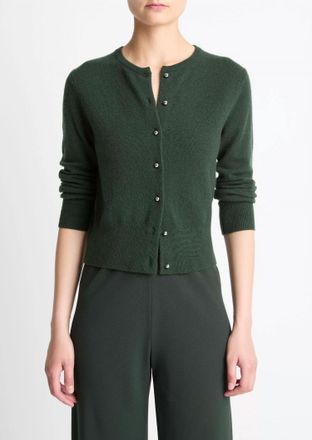 Vince Metal Button Cardigan In Forest