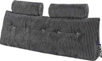 OEM Almohada Para Cabecero De Cama 151 X 20,5 X 53 Cm De Tela De Franela Lavable Tama&ntilde;o Queen Con 2 Bolsillos Laterales Y 2 Reposacabezas Para Leer, Jugar