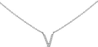 House of Brilliance 10K White Gold Diamond Accent A-Z Block Initial Pendant Necklace in White Gold | V at Nordstrom