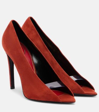 Valentino Garavani R&eacute;v&eacute;l&eacute; suede peep-toe pumps