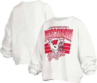 Pressbox Womens Pressbox White Wisconsin Badgers Janice Retro Logo Oversized Pullover Sweatshirt at Nordstrom, Size Xx-Large