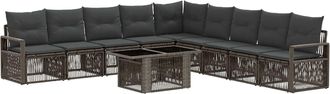 vidaXL Conjunto De Sof&aacute;s De Jard&iacute;n 10 Uds. Gris Y Gris Oscuro Vidaxl