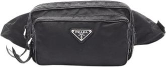 Prada Pre-owned Belt Bags, male, Black, Size: ONE SIZE Pre-owned Tessto + Saffian Nylon Saffiano Leather Waist Bag