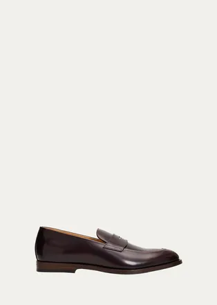 Brunello Cucinelli Mens Leather Penny Loafers