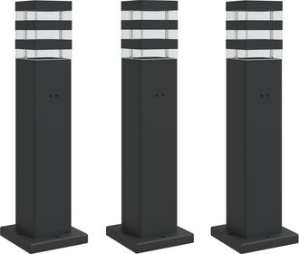 vidaXL L&aacute;mparas Suelo Exterior Con Enchufe 3 Uds Aluminio Negro 50 Cm Vidaxl