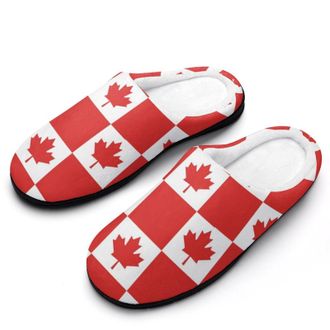Generic Canadian Flag Canada Leaf Mens Slippers Slip On Comfortable Fleece Cotton House Shoes Winter