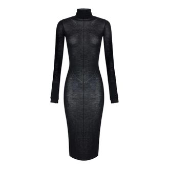 Elisabetta Franchi Gebreide Jurk met Openwerk - Dames - Jurken - Zwart - Maat: L
