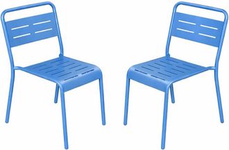 Concept Usine Juego de 2 sillas de jard&iacute;n apilables azules