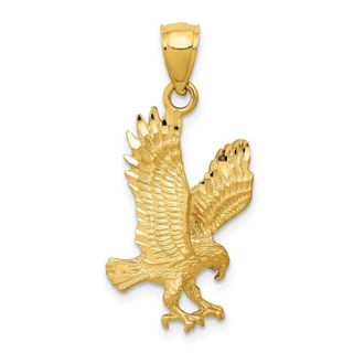 Diamond2Deal 10k Yellow Gold Satin Diamond-cut Eagle Pendant