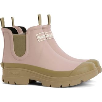 Barbour Nimbus Waterproof Chelsea Rain Boot in Gardenia Pink/Bleached Olive at Nordstrom, Size 10