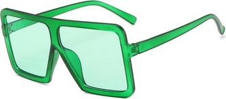 Generic Square Mens And Womens Outdoor Sunglasses Large Frame Commuter Driving Sun Glasses(Green)