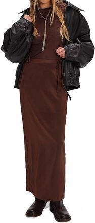 Free People Rosetto Column Satin Skirt In Potting Soil