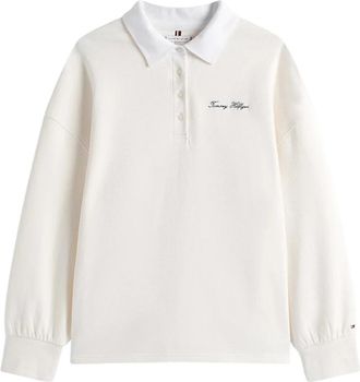 Tommy Hilfiger Script Pique Rugby S - Dames - Polos - Beige - S - Katoen - Tops