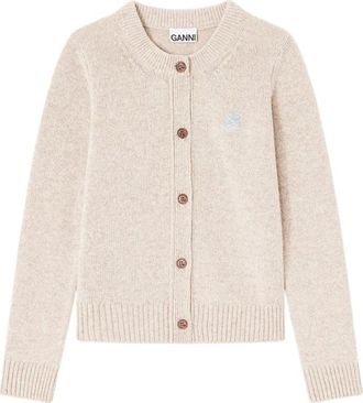 Ganni Wool Mix Cardigan - Dames - Vesten - Beige - L - Wol - Truien & Vesten