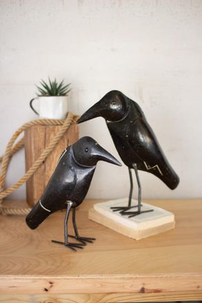 Kalalou Set Of Two Antique Black Iron Crows