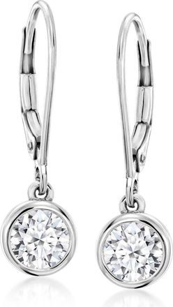 Ross-Simons Bezel-Set Lab-Grown Diamond Drop Earrings in Sterling Silver