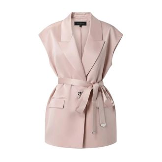 Pinko Vests, female, Pink, Size: XL Sleeveless Satin Jacket