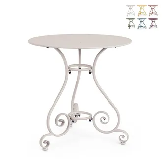 BIZZOTTO Mesa De Exterior Redonda De 70 Cm Con 3 Patas Estilo Shabby Chic Etienne Yes - Gris