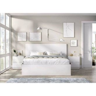Dmora Dmora - Cama Dobleulika, Sommier Para Dormitorio, Estructura De Cama Por Habitaci&oacute;n, Estructura Del Sostenedor Del Colch&oacute;n, 246x195 H100 Cm, Blanco