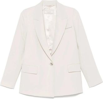 PESERICO Beige Blazer met Peak Revers - Dames - Blazers - Beige - L - Polyester - Jassen