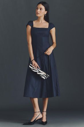 Reformation Harlie Cap-Sleeve A-Line Midi Dress