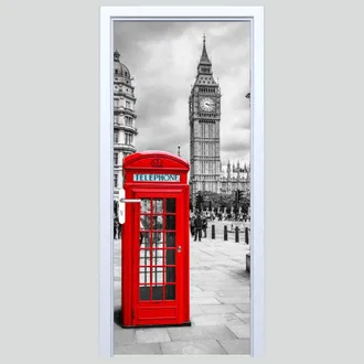 OEM Pegatina De Tela Para Puerta Con Dise&ntilde;o Del Big Ben Y La Cabina Roja 028pd