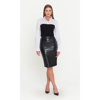 Generation Love Leonardo Vegan Leather Skirt in Black at Nordstrom, Size 6