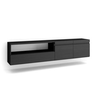 Skraut Home Mueble tv efecto madera negro 200x35x45cm colgado
