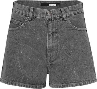 Rotate Rhinestone Denim Shorts - Dames - Denim shorts - Grijs - W26 - Denim - Korte Broeken