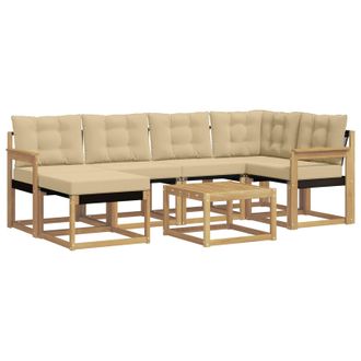 vidaXL Conjunto De Sof&aacute;s De Exterior Con Coj&iacute;n 7 Pcs Y Beige Vidaxl
