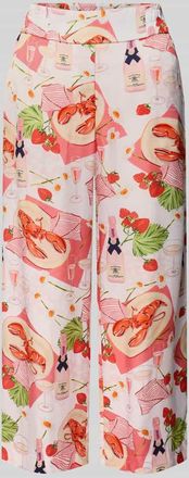 Marc Cain Wide Leg Stoffhose mit elastischem Bund in Koralle, Größe 34